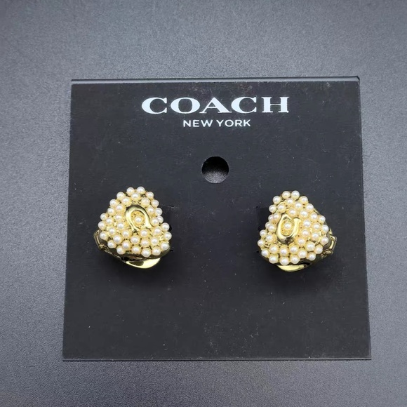 Coach Gold and Pearl Cluster Earrings - Picture 9 of 9